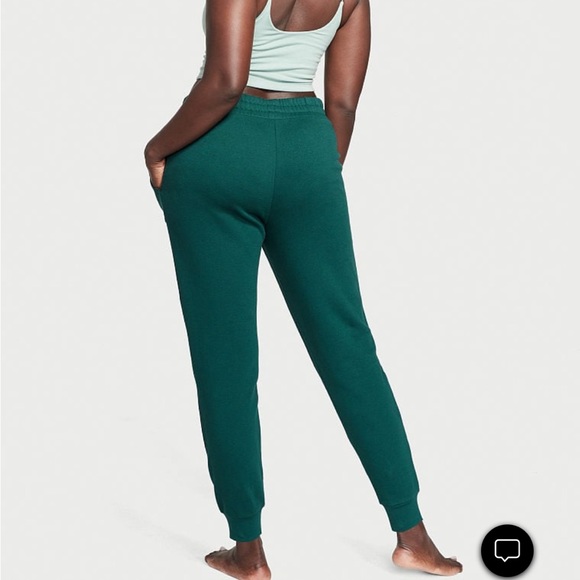 2Pc Warm M VICTORIA'S SECRET Cotton Fleece High Rise Jogger+Hoodie Deepest Green - Picture 3 of 9